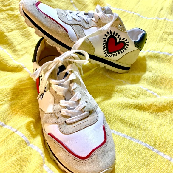 Coach x Keith Haring Heart Sneakers / Souliers sport cœur en cuir EU 38.5 - Picture 4 of 5